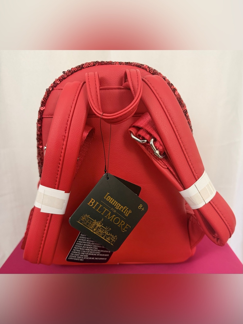 Stunning “Hard of Find” NWT Loungefly Red Sequin Biltmore Mini Backpack !!!! - Picture 8 of 10
